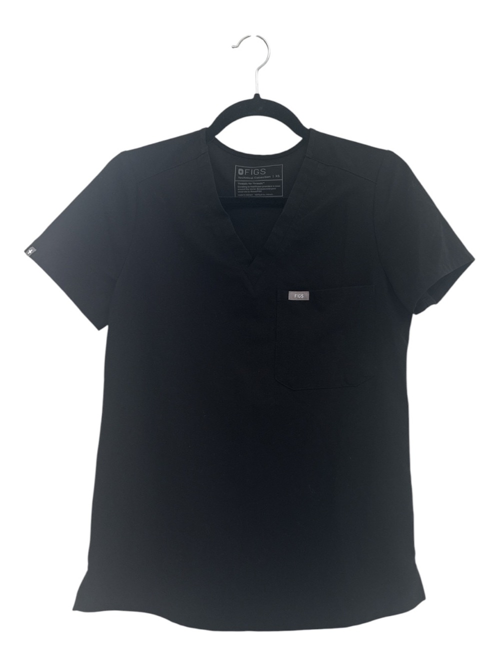 FIGS Black V-Neck Scrub Top